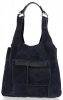 Kožené kabelka shopper bag Genuine Leather tmavě modrá 8023